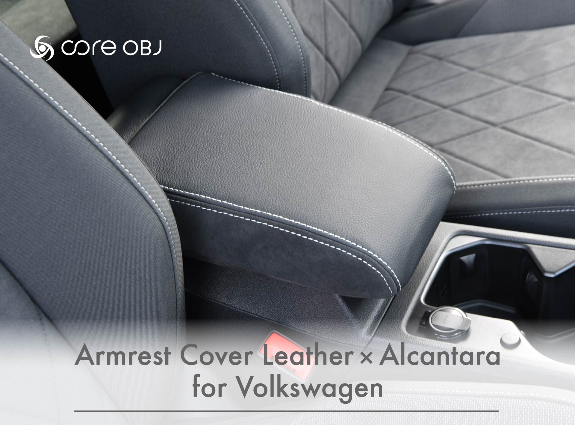 Armrest Cover Leather × Alcantara for Volkswagen / core obj select